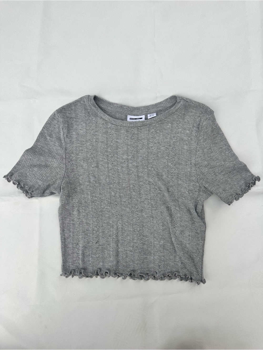 Noisy May Gray Knit Cropped fitted shirt
